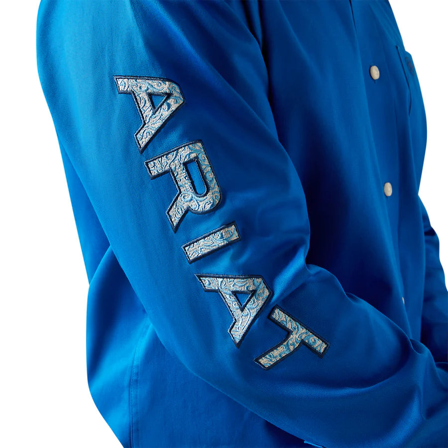 Ariat Mns Team Logo Twill Classic Fit LS Shirt Blue/Light Blue