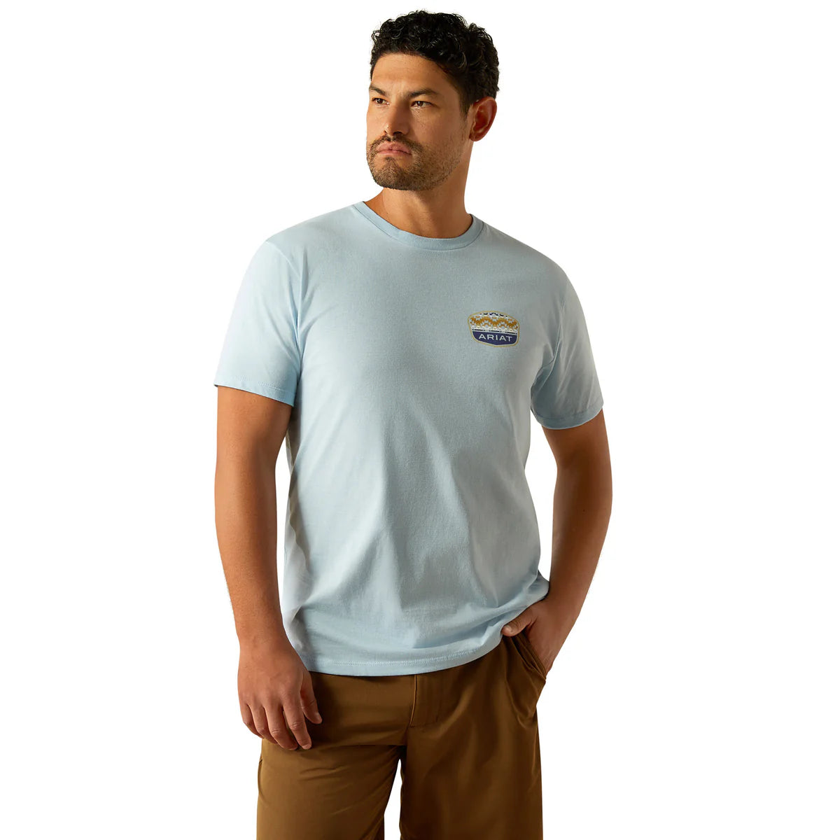 Ariat Mns Ogden Valley Badge SS Tee Light Blue