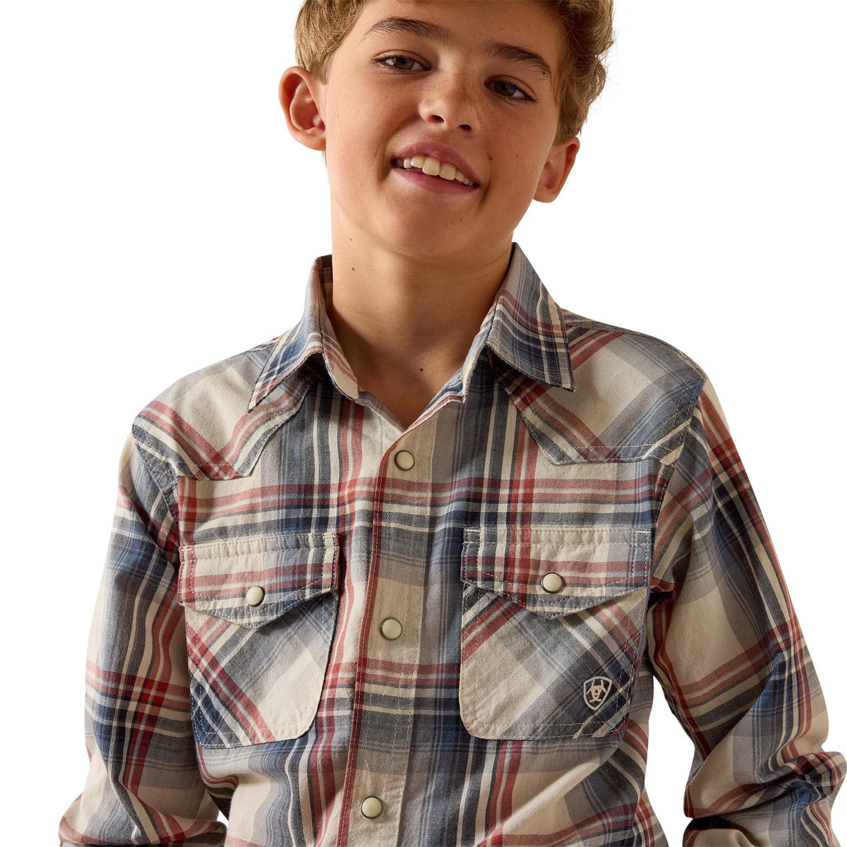 Ariat Bys Retro Hawthorn Snap LS Shirt LS Dawn Blue Plaid