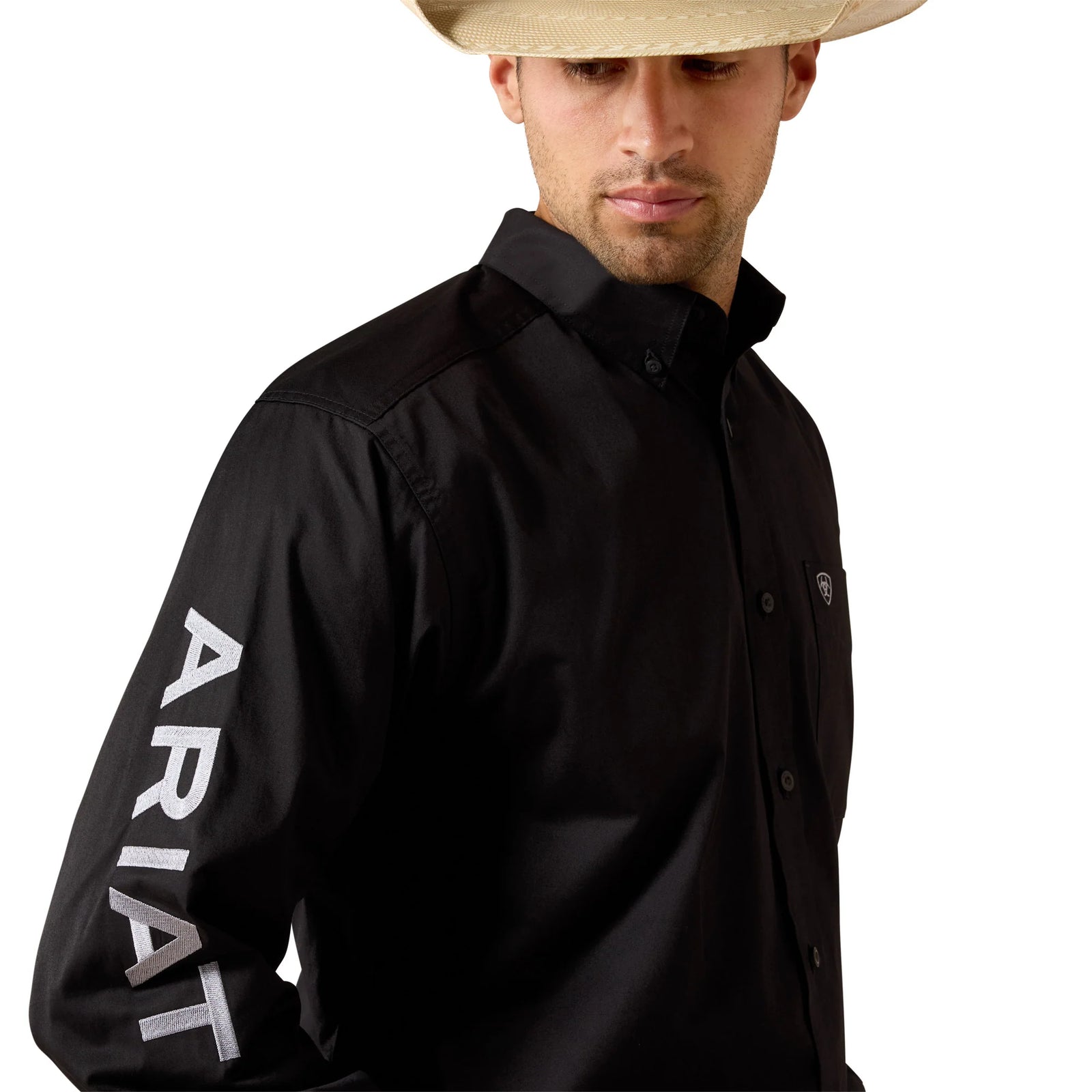 Ariat Mns Team Logo Lightweight Twill Classic Fit LS Shirt Black/Grey