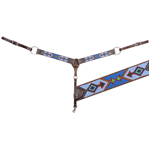 Cashel Beaded Blue Green 2in Breastplate