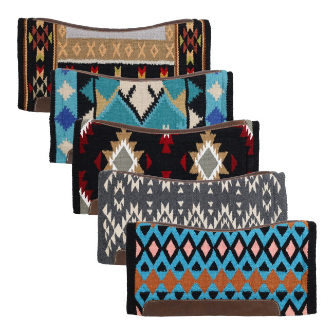 Showman 34in x 36in Assorted Wool Top Saddle Pad with Memory Felt Bottom - Prairie Prism