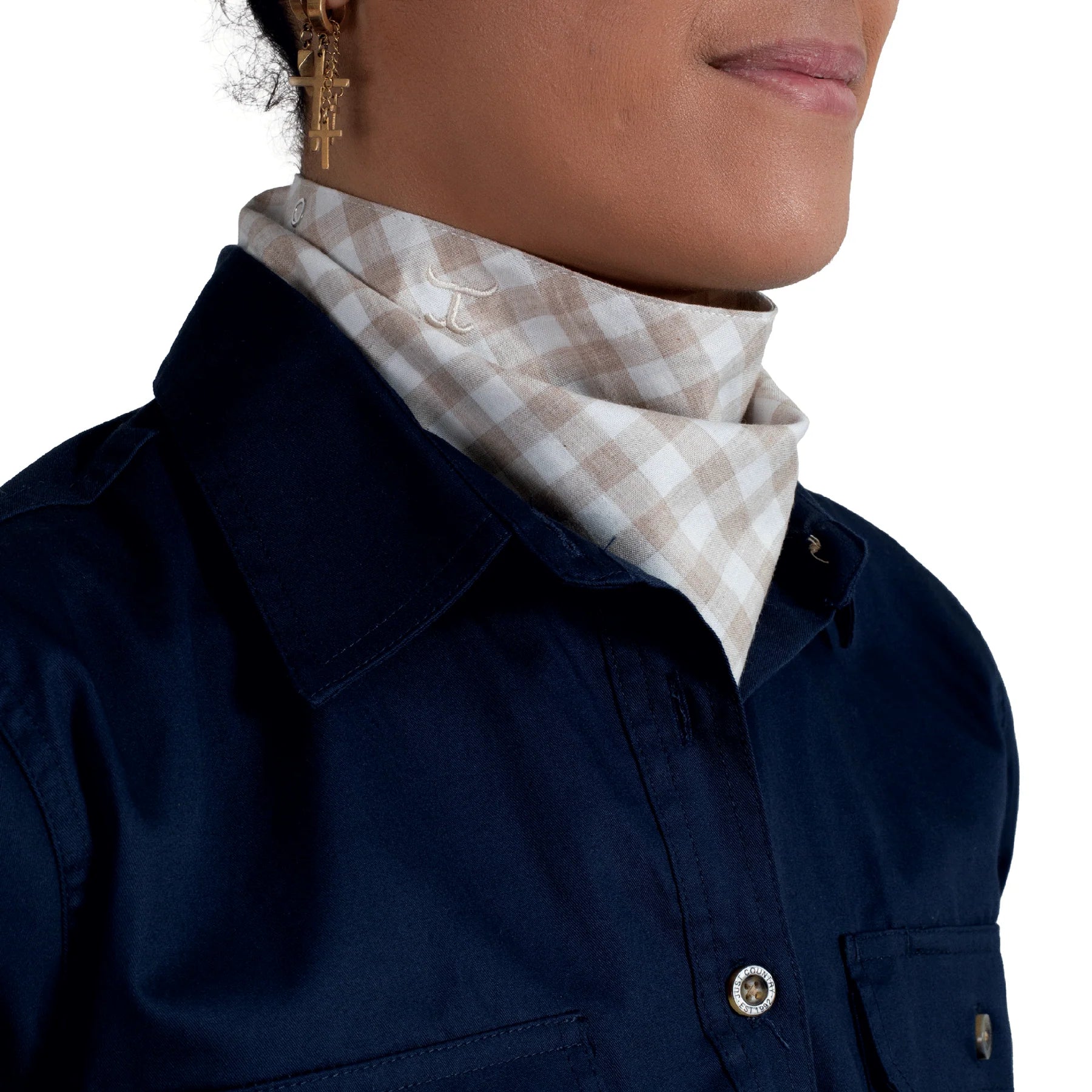 Just Country Wms Carlee Double Sided Scarf Fawn Check/Grey Check