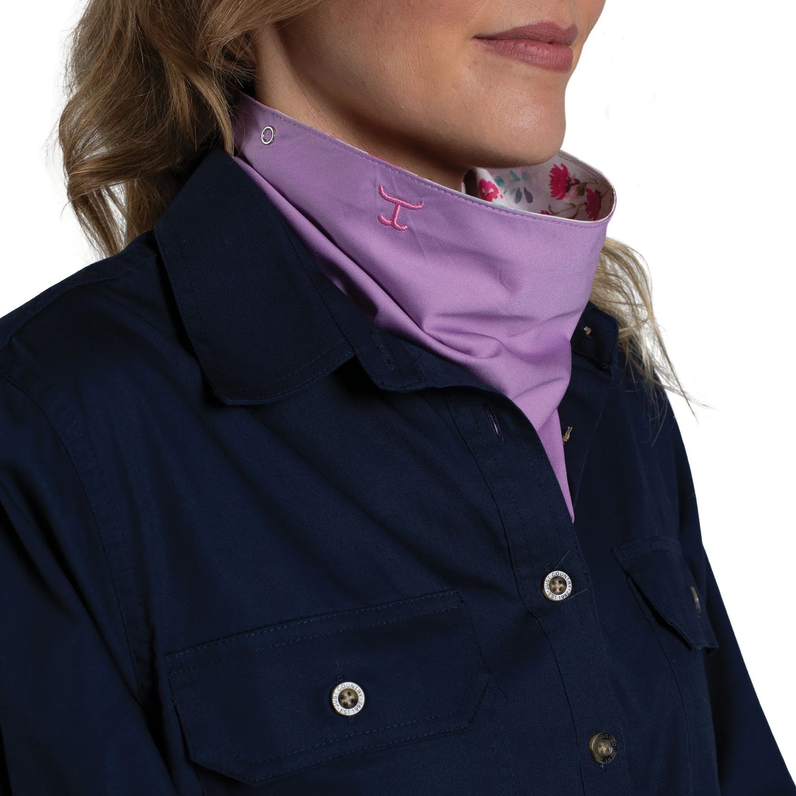 Just Country Wmns Carlee Double Sided Scarf Orchid/White Wildflower | Country Clothing - Scarf | Saddleworld Ipswich