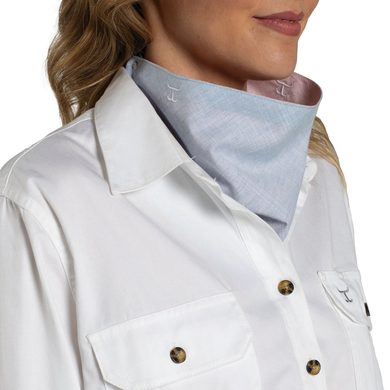 Just Country Wmns Carlee Double Sided Scarf Powder Pink/Powder Blue | Country Clothing - Ladies Shirt | Saddleworld Ipswich