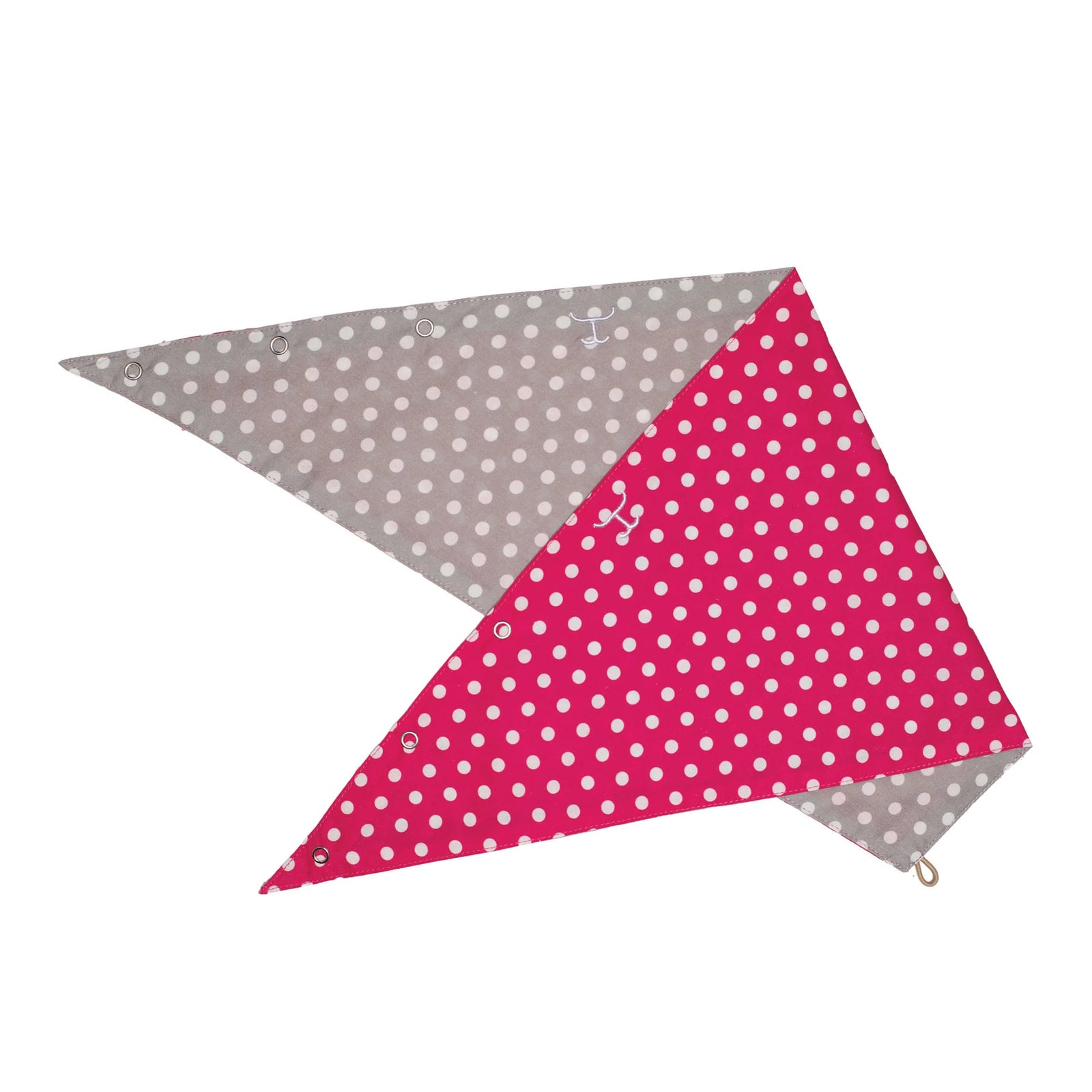 Just Country Wmns Carlee Double Sided Scarf Smoke Grey and white Polka Dots/ Raspberry and White Dots