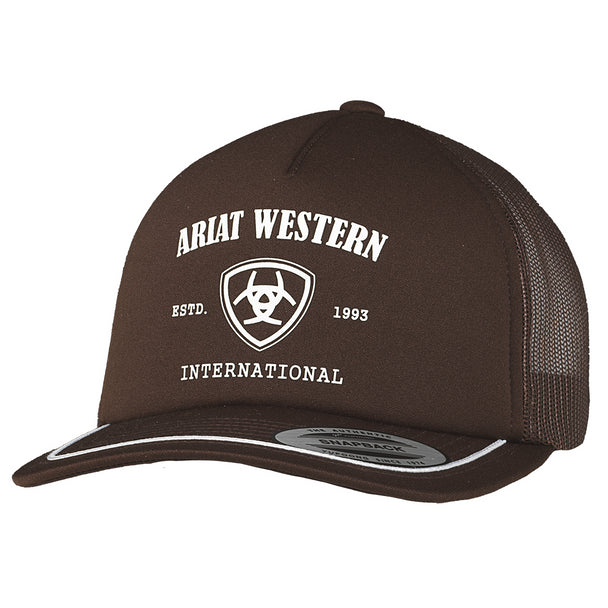 Ariat Mns Western International Foam Front Mesh Brown Snap Back Cap