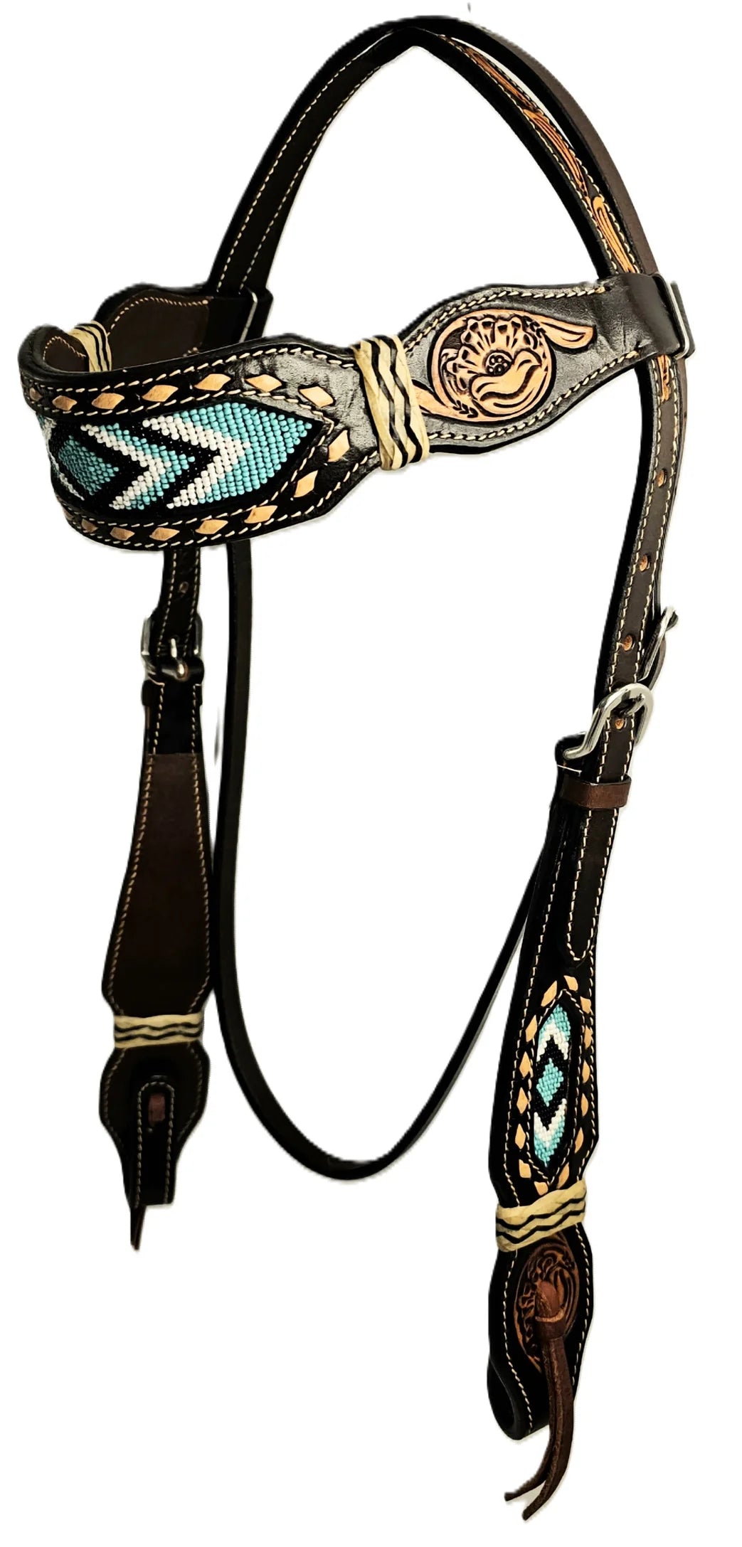 Toprail The Cheyanne Turquoise Floral Bridle