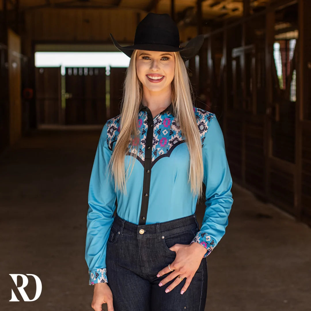 Ranch Dressin Stampede Aztec Performance Rodeo Shirt