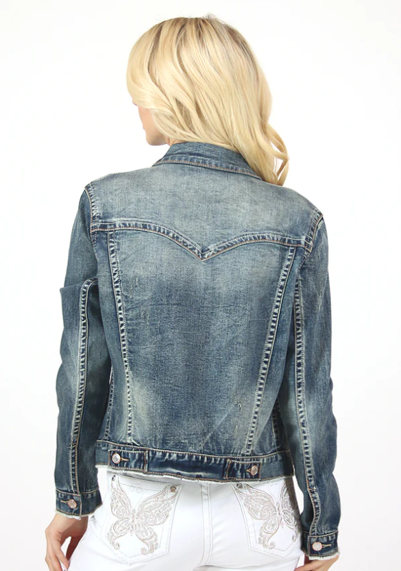 Grace in LA Wmns Jacket Vintage Medium Blue Wash - Winter Black Friday Sale