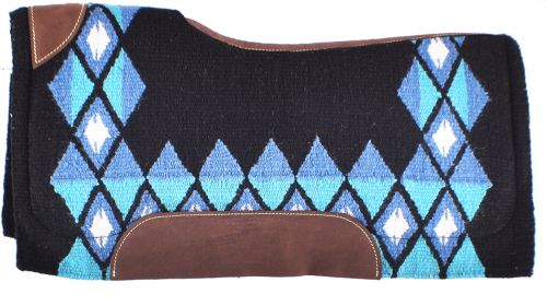 Showman 34X36 Black Blue Teal Contoured Memory Felt Bottom Saddle Pad | Horse Supplies - Western Pad | Saddleworld Ipswich