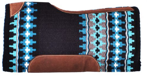 Showman 34 x 36 Black and Turquoise Memort Felt Bottom Saddle Pad | Horse SUpplies - Western Pad | Saddleworld Ipswich
