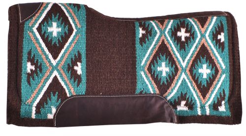 Showman 34 x 36 Brown and Teal Cross Contoured Memory Felt Bottom Saddle Pad | Horse Supplies - Western Pad | Saddleworld Ipswich