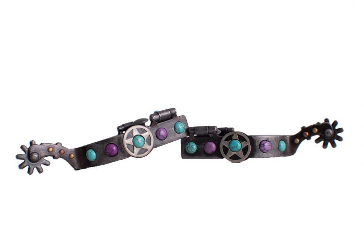 Showman Antique Gray Steel with Purple and Marble | Rider Wear - Spur | Saddleworld Ipswich