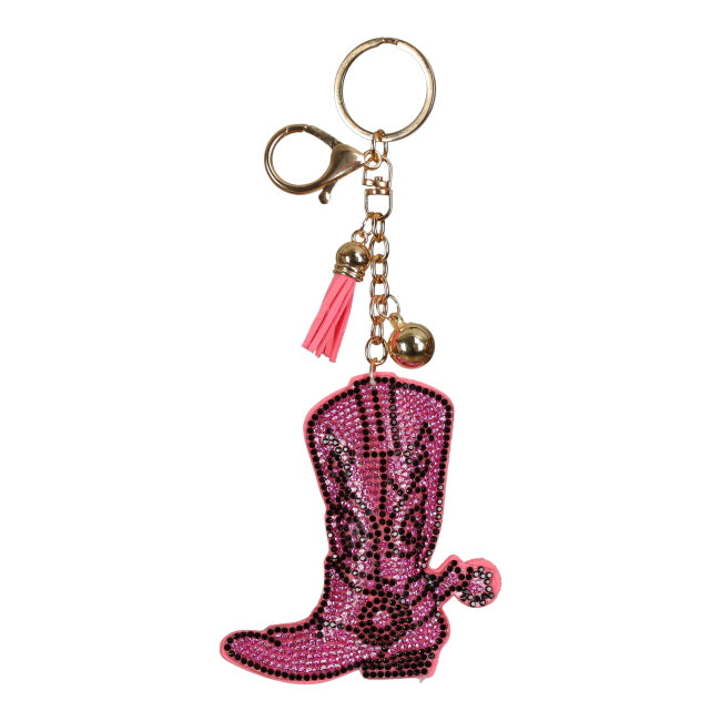 Showman Bling Rhinestone Keychain - Pink Cowgirl Boot | Giftware - Accessories | Saddleworld Ipswich