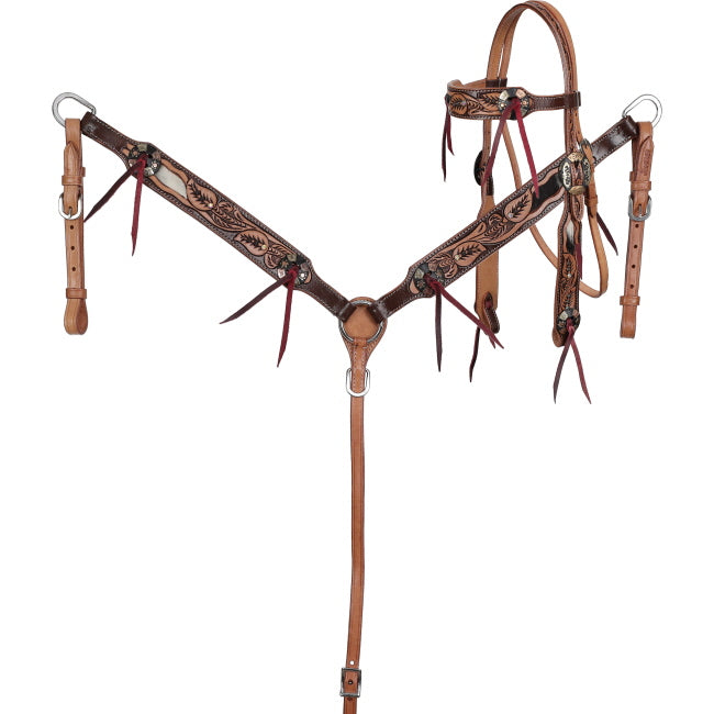Showman Cowhide Canopy Bridle and Breastplate Set | Horse Supplies - Bridle | Saddleworld Ipswich