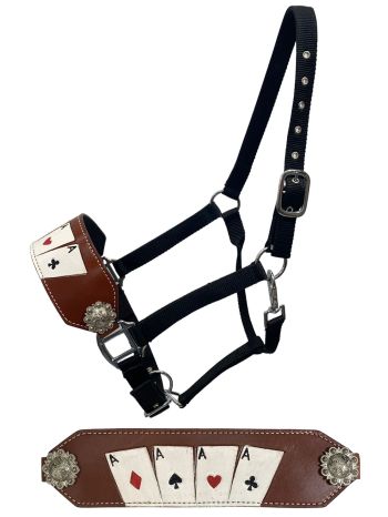 Showman Four of a Kind Black Nylon Bronc Nose | hORSE suPPLIES - halters and leads | Saddleworld ipswich