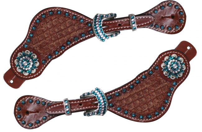 Showman Ladies Spur Strap Basket Weave Tooled | Rider Wear - Spurs | Saddleworld Ipswich