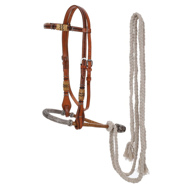 Showman Rawhide Rider Bosal Headstall with Reins | Horse Supplies - Bosal | Saddleworld Ipswich