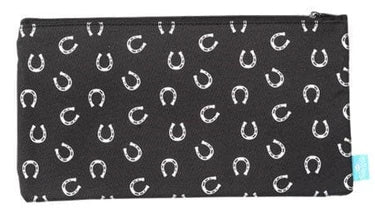 Spencil Twin Zip Pencil Case - Black and White Horses