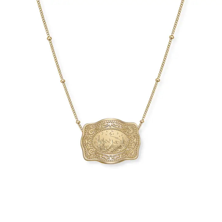 Spur West Mini Belt Buckle Necklace Lone Wolf Gold Beaded Chain | Giftware - Jewellery | Saddleworld Ipswich