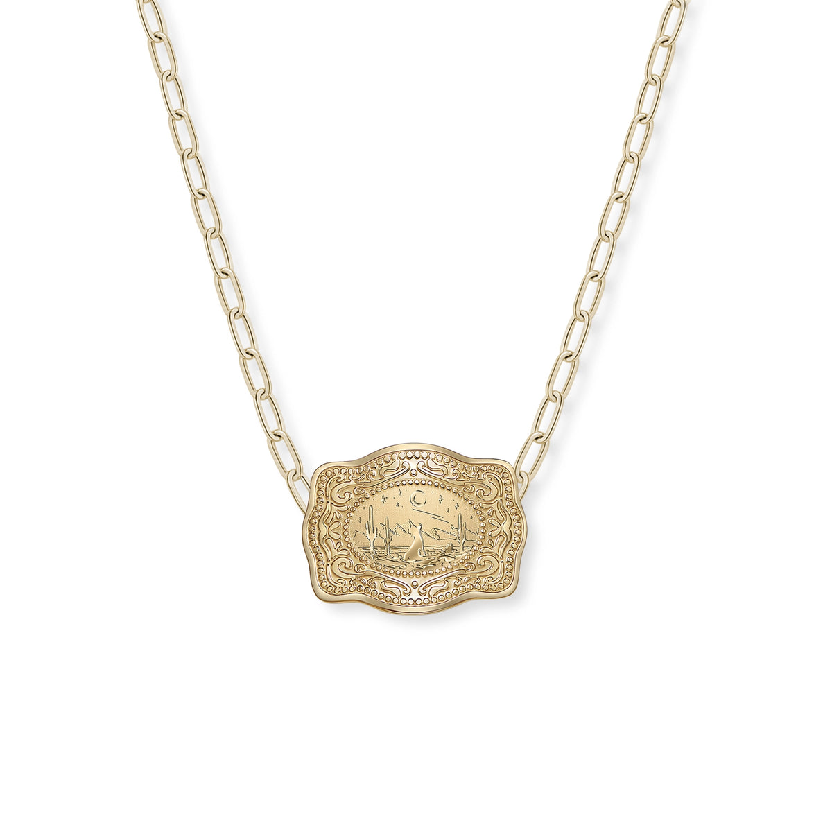 Spur West Mini Belt Buckle Necklace (Lone Wolf) Gold Paper Clip Chain | Giftware - Necklace | Saddleworld Ipswich