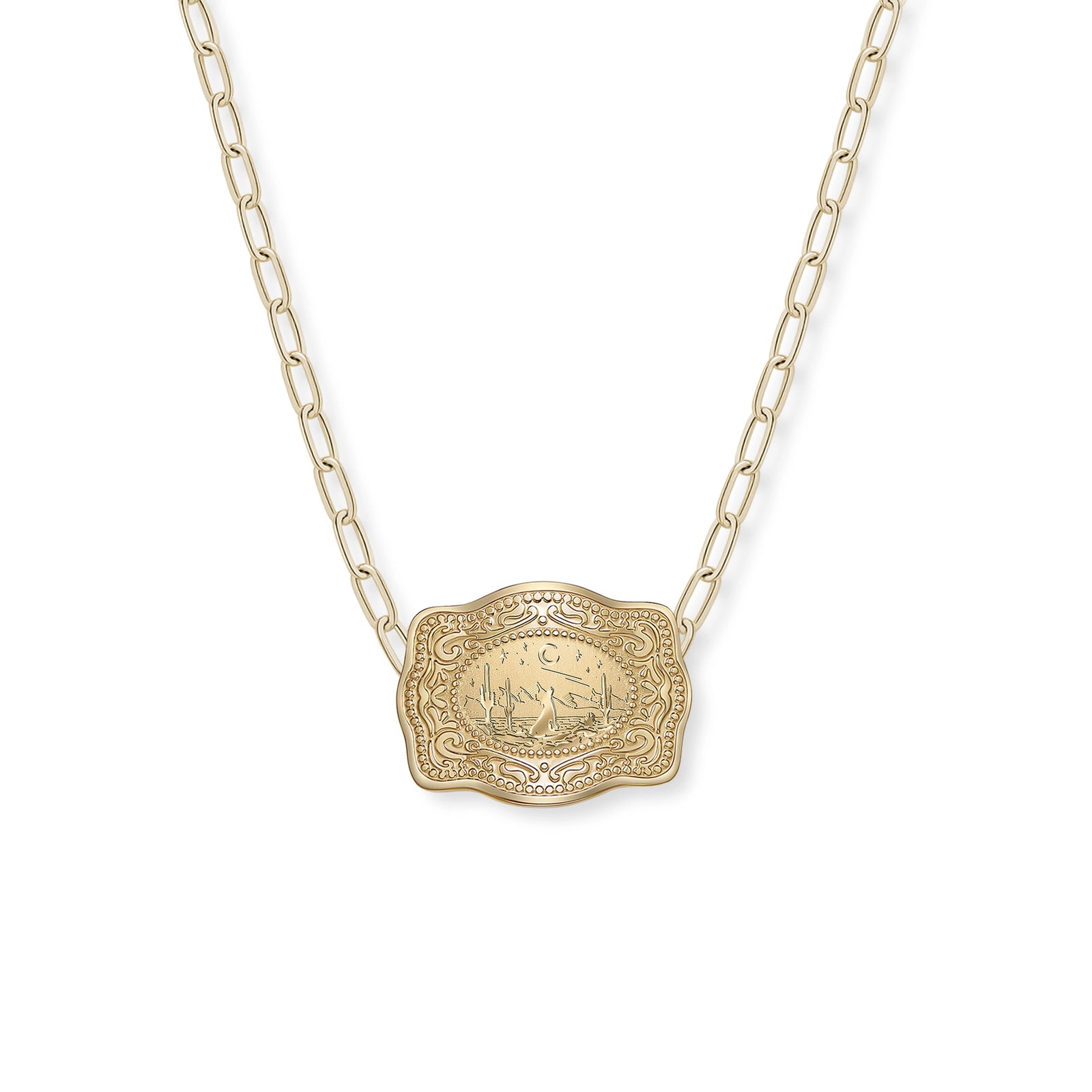 Spur West Mini Belt Buckle Necklace (Lone Wolf) Gold Paper Clip Chain | Giftware - Necklace | Saddleworld Ipswich