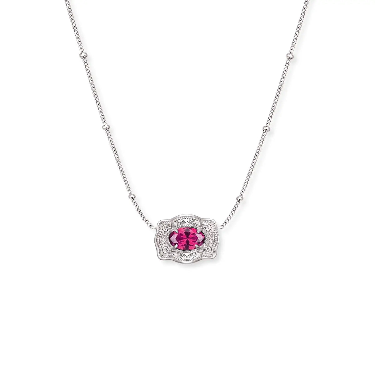 Spur West Ultra Mini Belt Buckle Birthstone Necklace - Silver - July | Giftware - Necklace | Saddleworld Ipswich