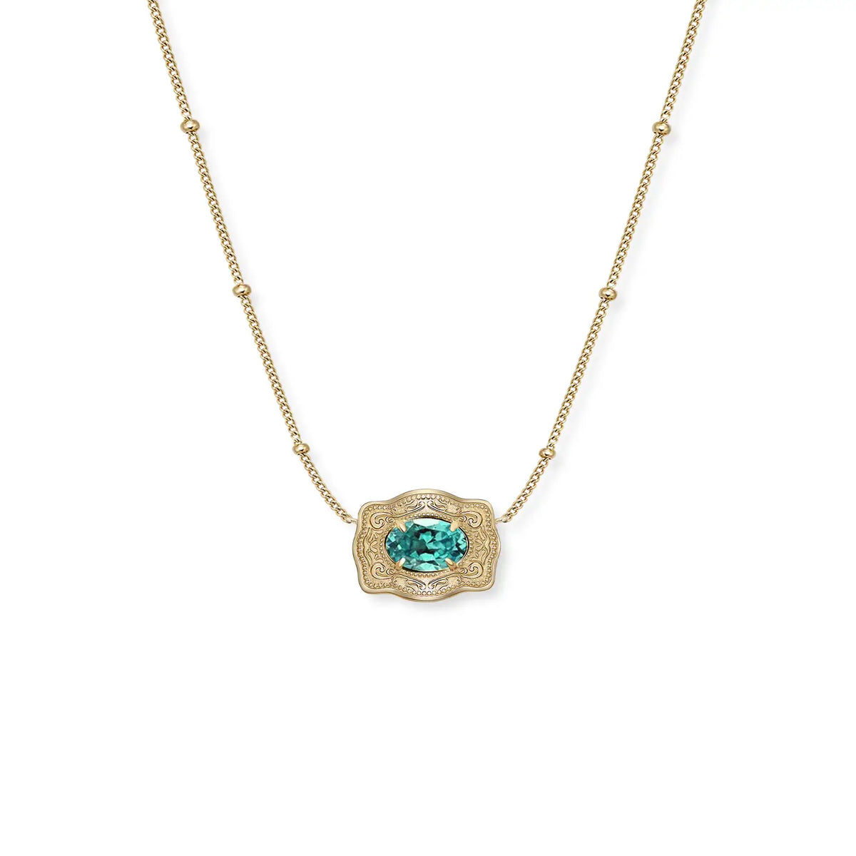 Spur West Ultra Mini Belt Buckle Birthstone Necklace December Gold | Giftware - Jewellery | Saddleworld Ipswich