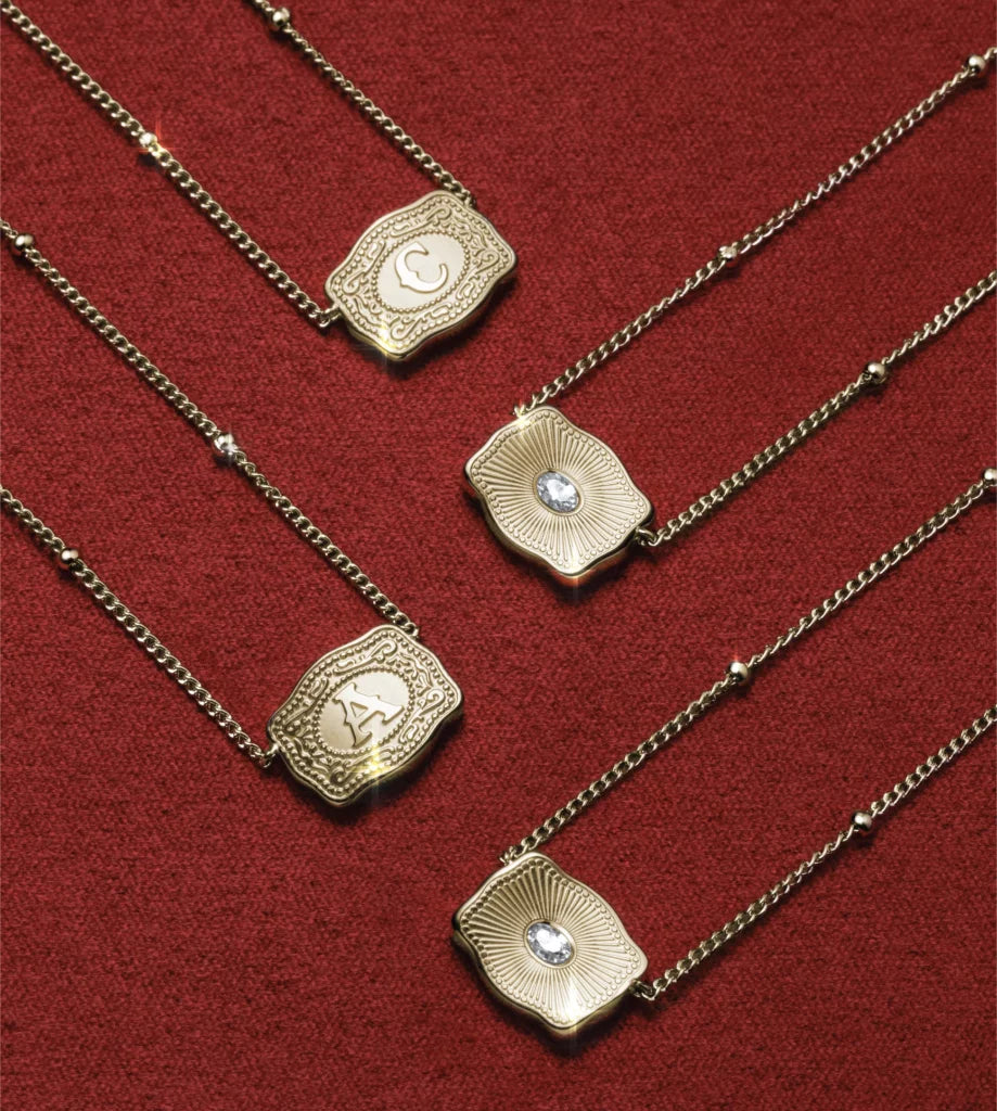 Spur West Ultra Mini Belt Buckle Necklace - Initial