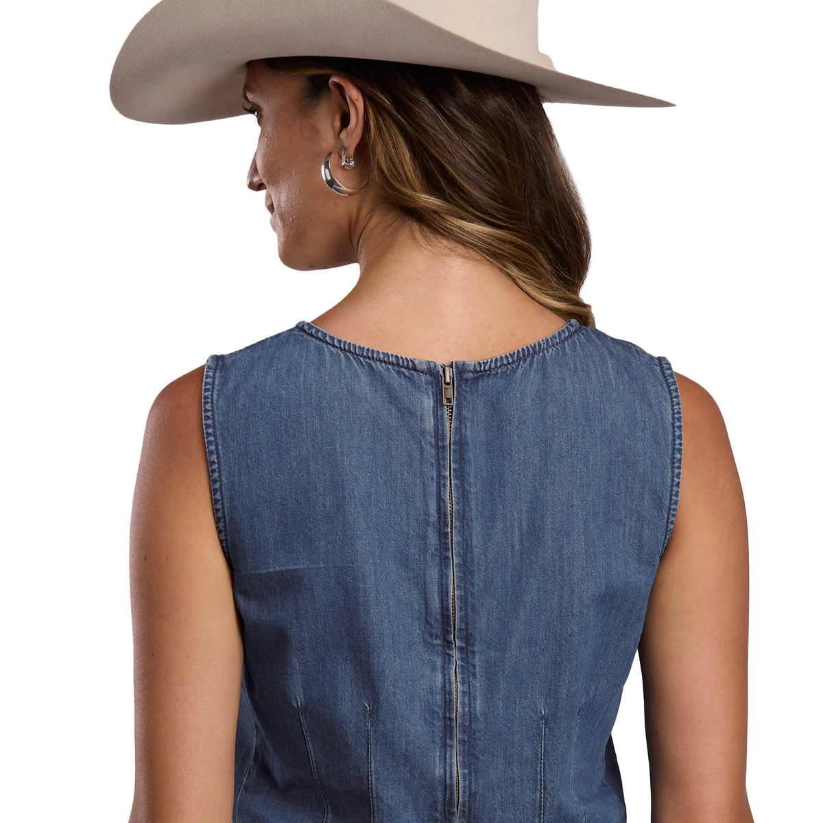Stetson Wmns Colleciton Sleevelss Top Solid Blue | Country Clothing - Ladies Shirt | Saddleworld Ipswich