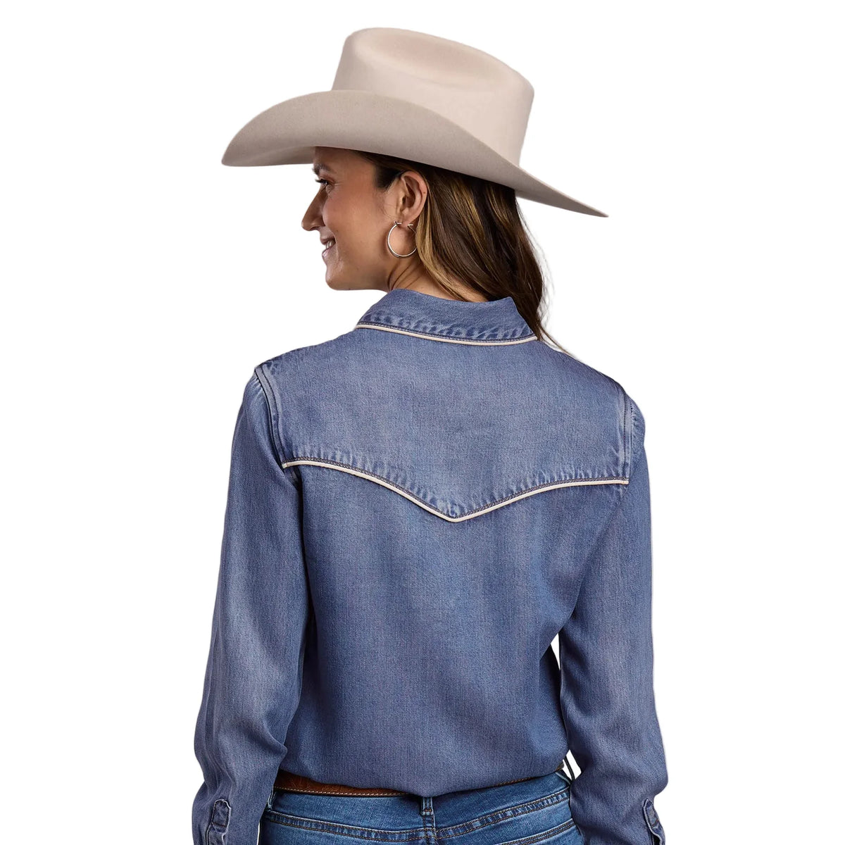 Stetson Wms Colleciton LS Shirt Solid Blue | Country Clothing - Ladies Shirt | Saddleworld Ipswich