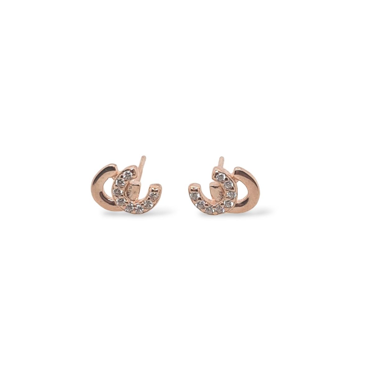 Studs Sterling Silver and CZ Double Horseshoe | Giftware - Jewellery | Saddleworld Ipswich