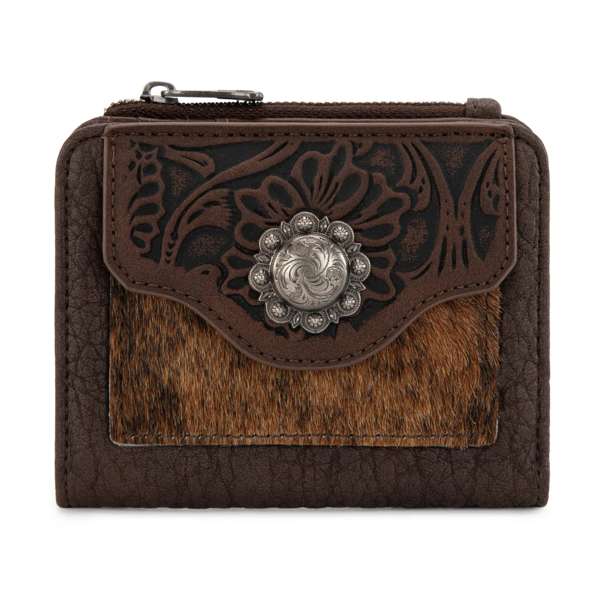 Trinity Ranch Hair On Cowhide Tooled Collection Wallet