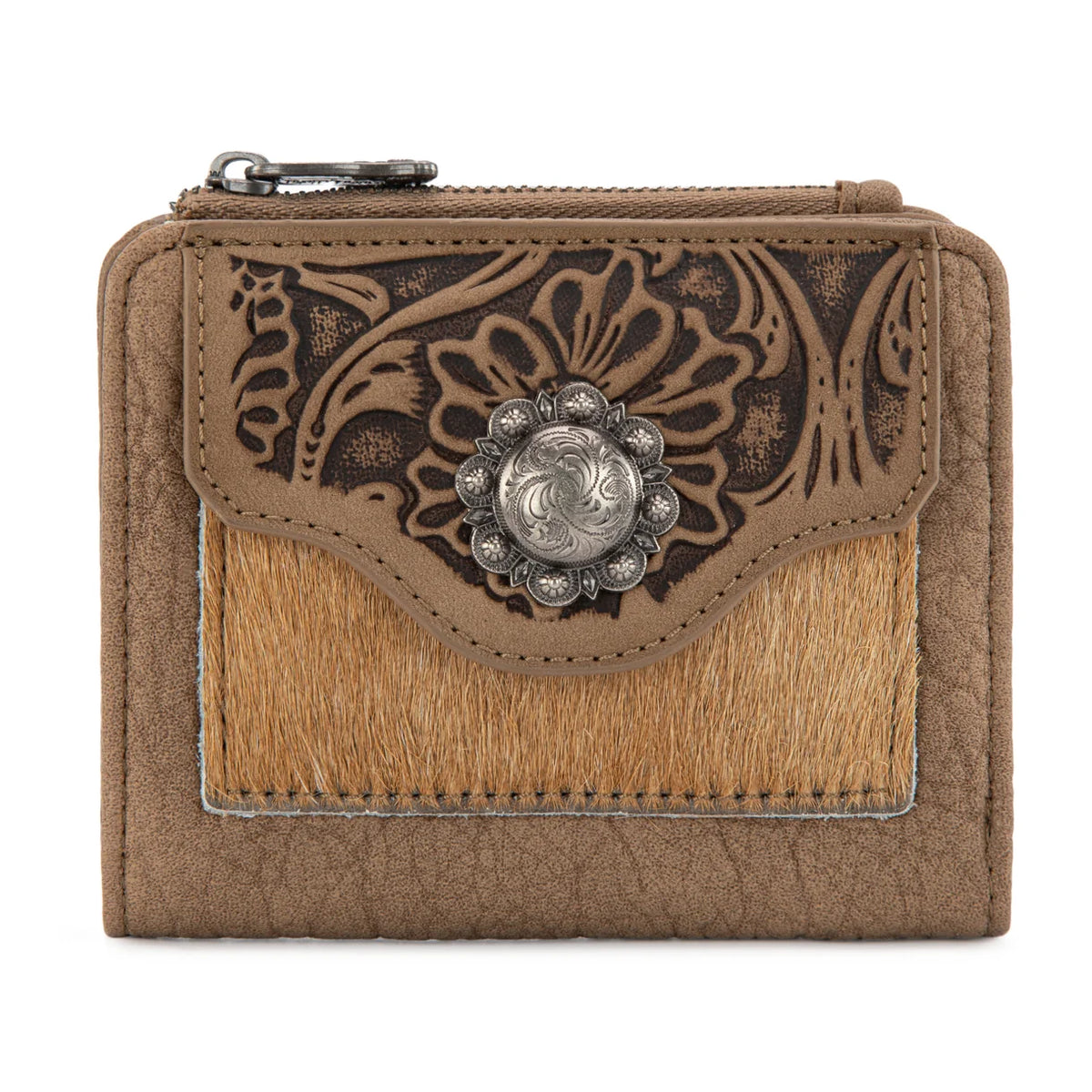 Trinity Ranch Hair On Cowhide Tooled Collection Wallet