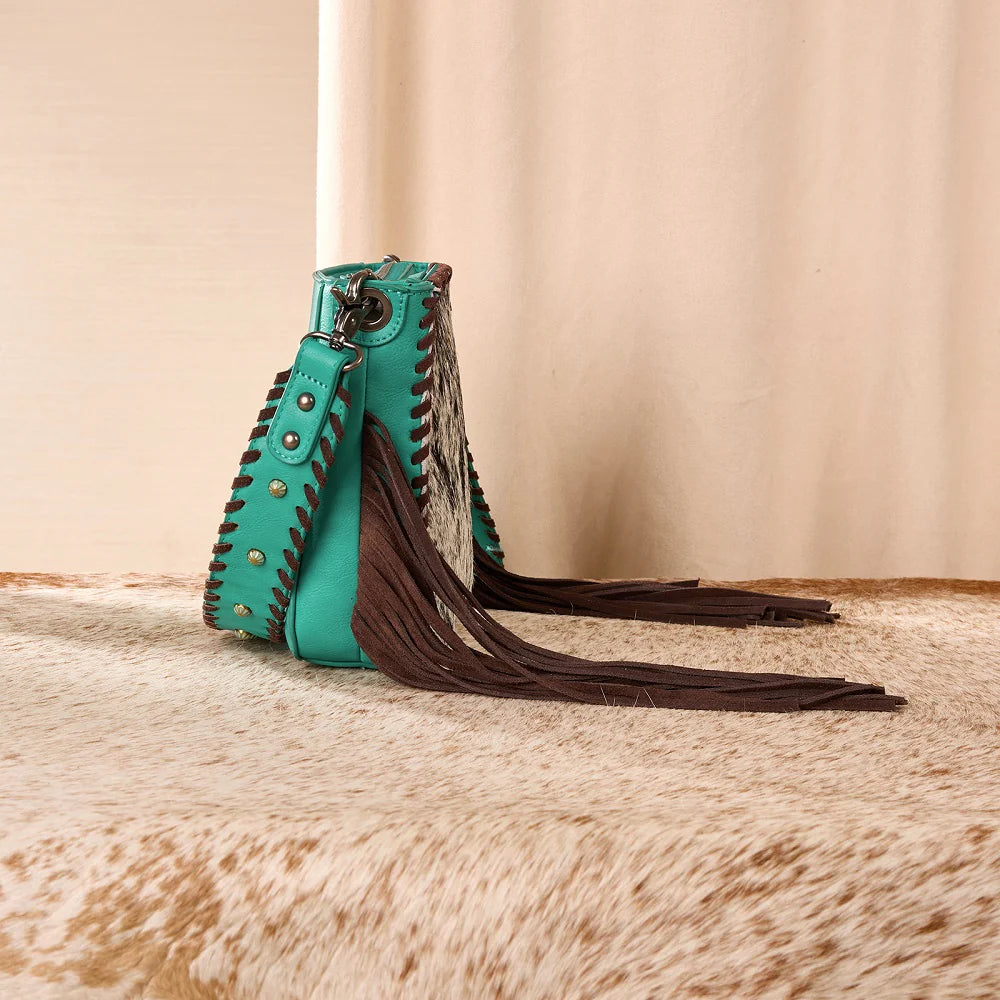 Trinity Ranch Cowhide Fringe Crossbody Bag