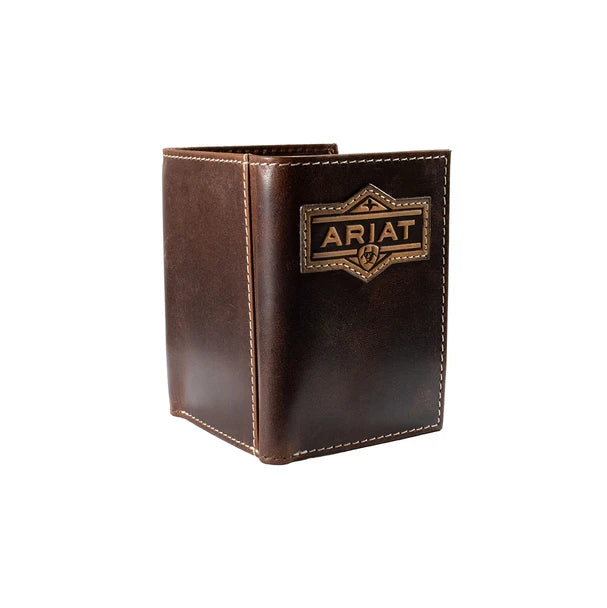 Ariat Mns Patch Trifold Wallet Brown | Giftware - Wallet | Saddleworld Ipswich