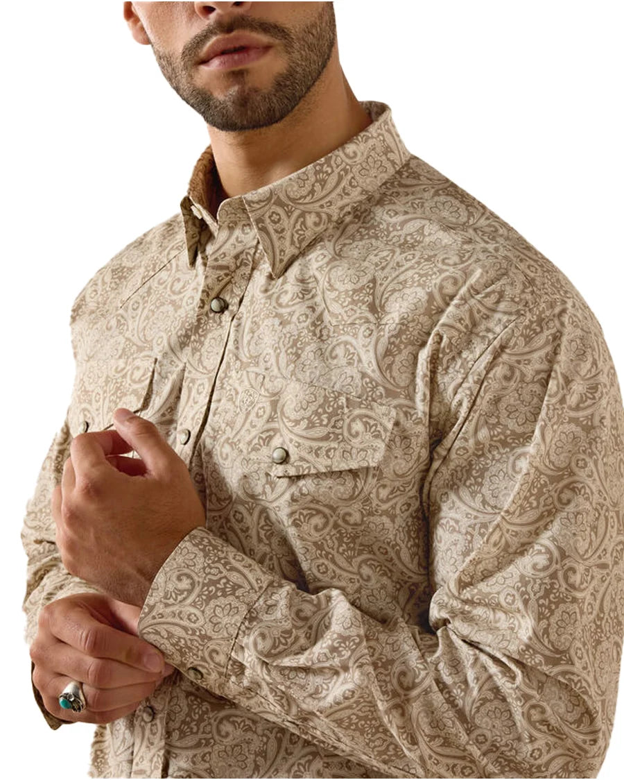Ariat Mns Trevon Classic Fit Snap LS Shirt Roasted Cashew Paisley Print