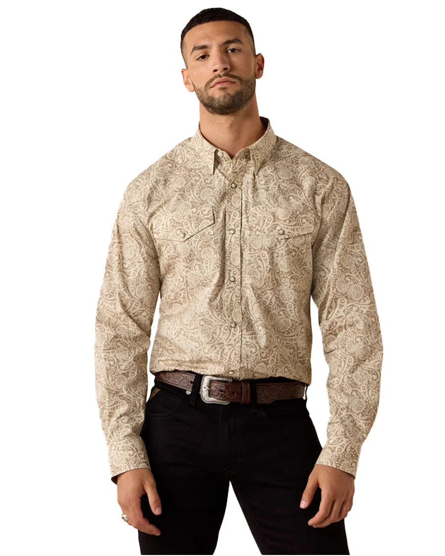 Ariat Mns Trevon Classic Fit Snap LS Shirt Roasted Cashew Paisley Print
