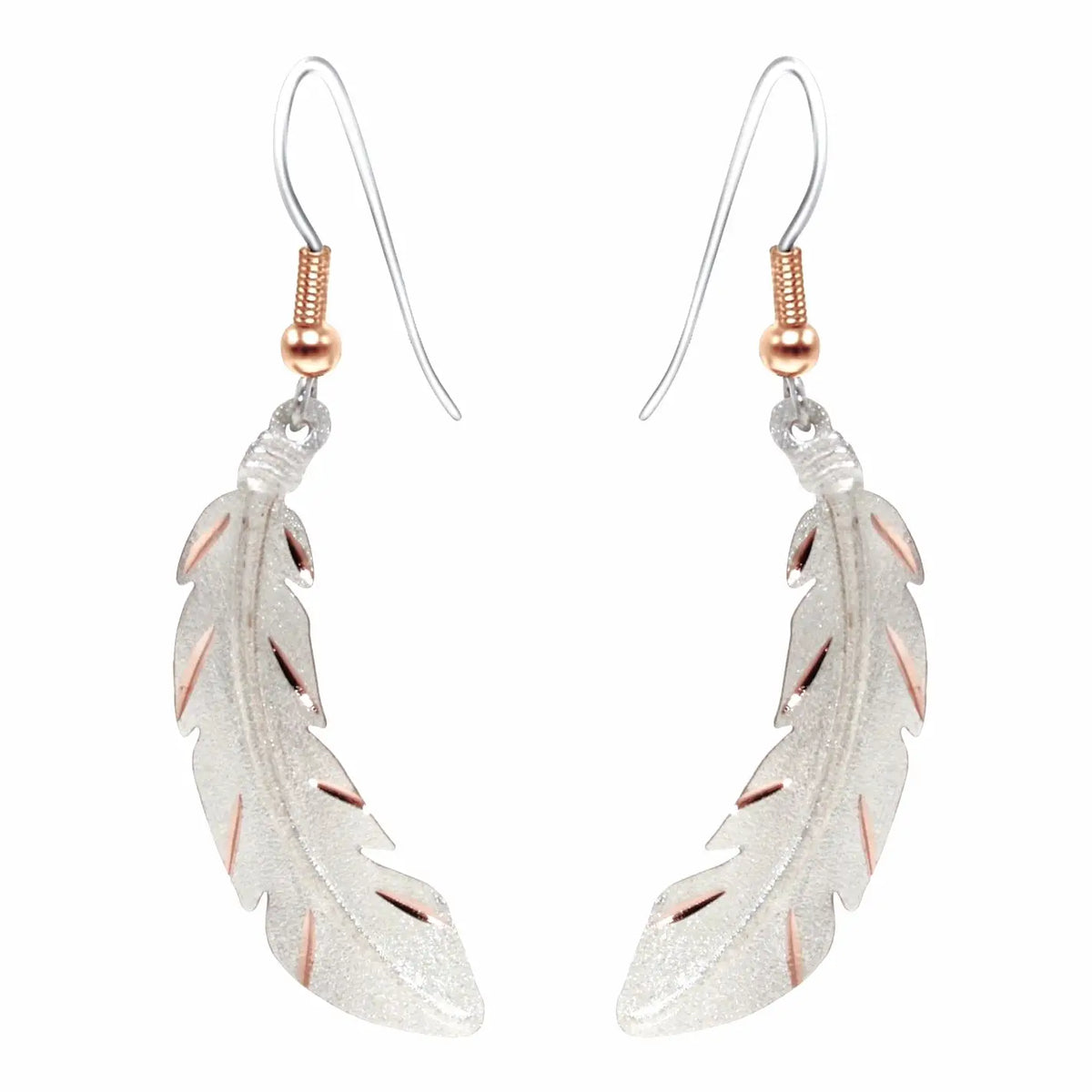 Textured Copper Silver Plated Feather Earrings | Giftware - Jewellery | Saddleworld Ipswich