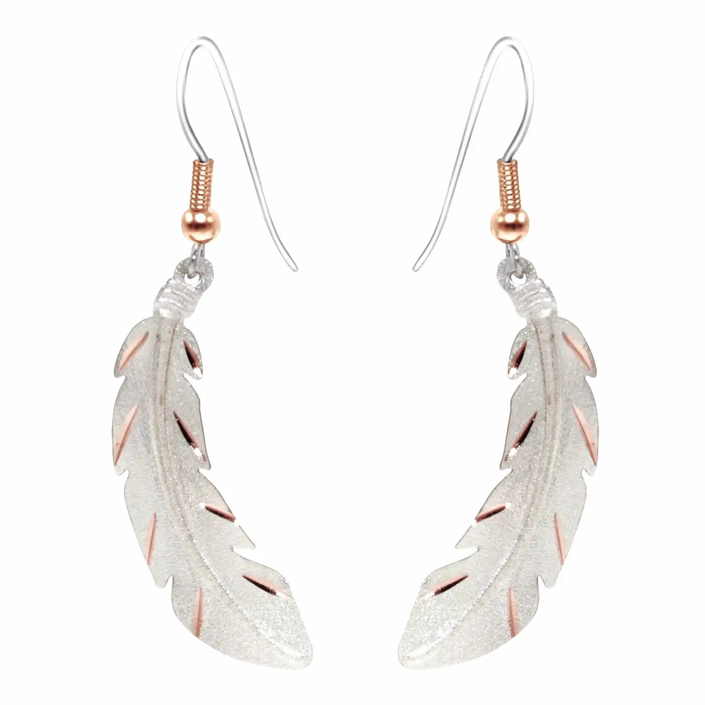 Textured Copper Silver Plated Feather Earrings | Giftware - Jewellery | Saddleworld Ipswich
