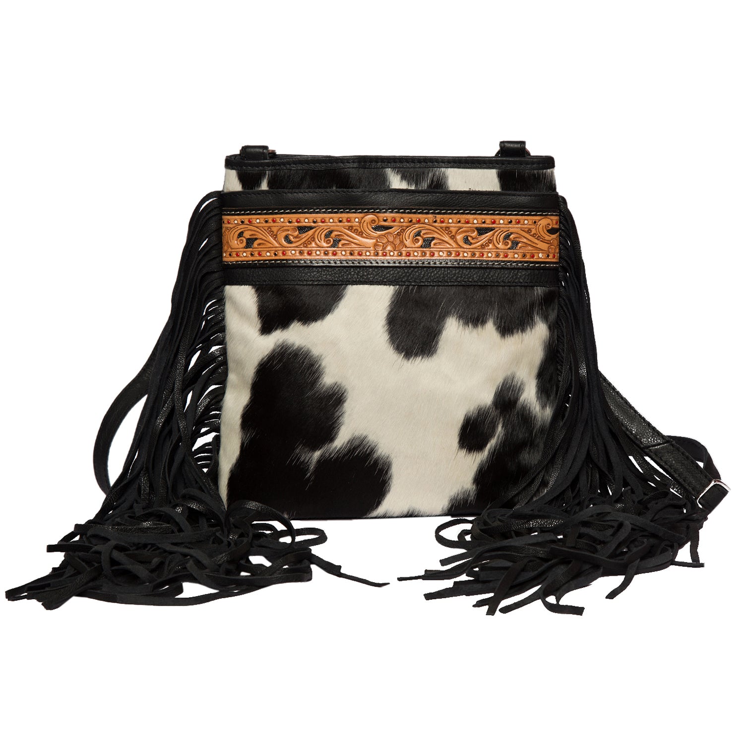 The Design Edge Clarence Cowhide Medium Sling Bag With Fringes | Giftware - Handbags | Saddleworld Ipswich