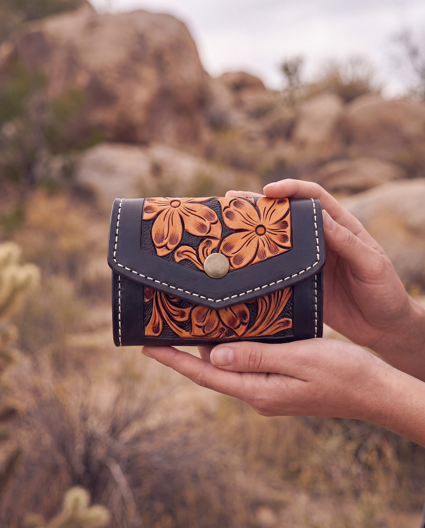 The Design Edge Two Tone Hand Tooled Lether Coin Purse | Giftware - Handbag | Saddleworld Ipswich