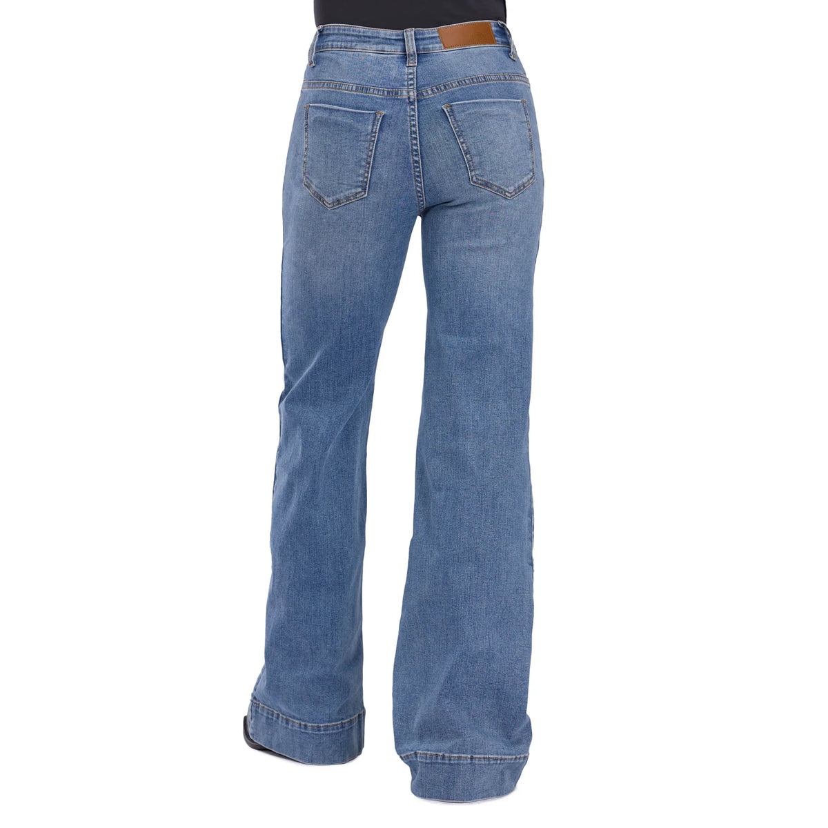 Tin Haul Wmns Denim 870 Claire Seam Yoke Wide Leg Plain Blue | Country Clothing - Ladies Jeans | Saddleworld Ipswich