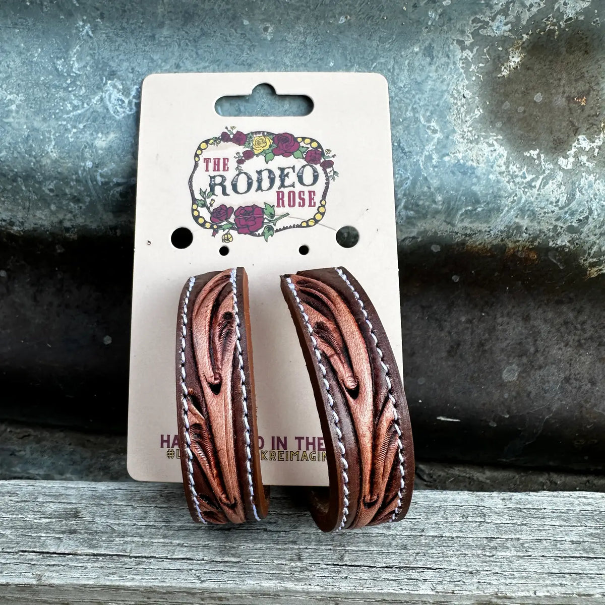 Tooled Leather Hoop Earrings 50mm Cowgirl Rodeo Western | Giftware - Jewellery | Saddleworld Ipswich