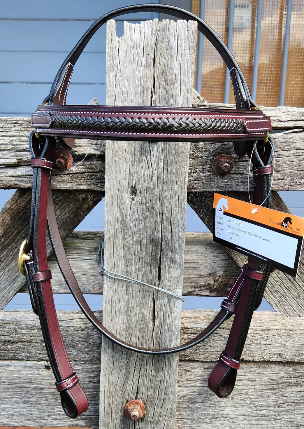 Toprail Contrast Thin Plait Browband Bridle | Horse Supplies - Barcoo Bridle | Saddleworld Ipswich