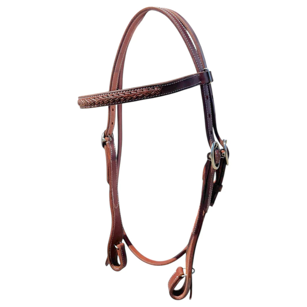 Toprail The Ashleigh 2 Tone Herringbone | Horse Supplies - Bridle | Saddleworld Ipswich