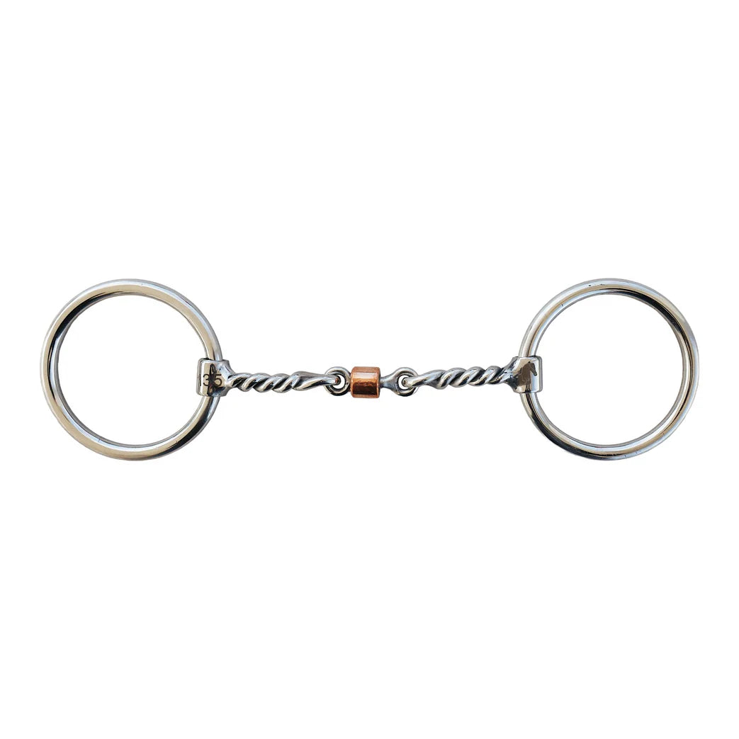 Toprail Weighted Loose RIng Twisted Snaffle with Centre Copper Roller | Horse Supplies - Bit | Saddleworld Ipswich