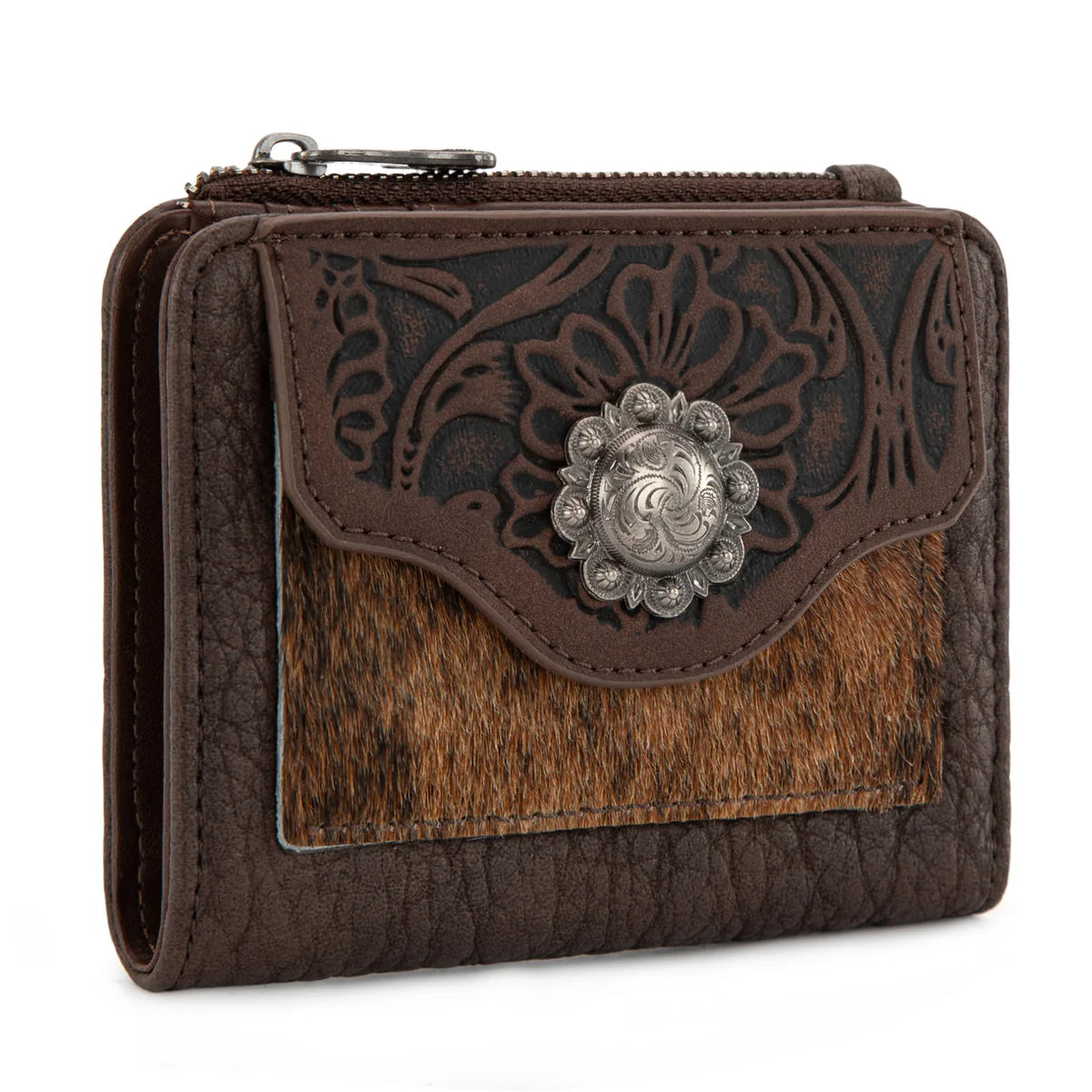 Trinity Ranch Hair On Cowhide Tooled Collection Wallet | Giftware - Wallet | Saddleworld Ipswich