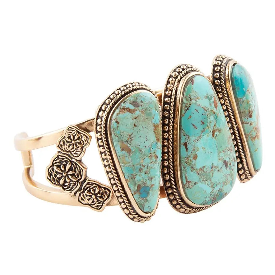 Trio Blue Turquoise Golden Cuff Bracelet | Giftware - Jewellery | Saddleworld Ipswich
